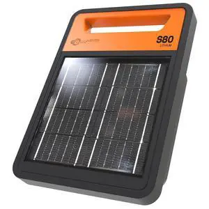 Gallagher S80 Solar Electric Fence Charger | Powers Up to 25 Miles of Electric Fencing | Lithium Battery Technology | 0.8 Joule Solar Energizer for Poultry, Livestock, Gardens, and Wildlife Exclusion Gallagher S80 Solar Electric Fence Charger | Powers Up to 25 Miles of Electric Fencing | Lithium Battery Technology | 0.8 Joule Solar Energizer for Poultry, Livestock, Gardens, and Wildlife Exclusion