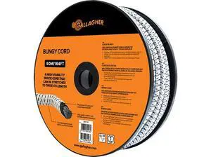 Gallagher White Bungy Cord 164 ft Roll | UV-Resistant Stretch Electric Fence Gate Rope with Stainless Steel Conductors | High-Visibility Shock Cord for Pasture Gates, Lanes, and Livestock Fencing Gallagher White Bungy Cord 164 ft Roll | UV-Resistant Stretch Electric Fence Gate Rope with Stainless Steel Conductors | High-Visibility Shock Cord for Pasture Gates, Lanes, and Livestock Fencing
