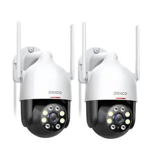 DEKCO 2K Security Camera Outdoor 2Packs, WiFi Outdoor Security Cameras Pan-Tilt 360° View, 3MP Surveillance Cameras with Motion Detection and Siren, 2-Way Audio, Full Color Night Vision, Waterproof DEKCO 2K Security Camera Outdoor 2Packs, WiFi Outdoor Security Cameras Pan-Tilt 360° View, 3MP Surveillance Cameras with Motion Detection and Siren, 2-Way Audio, Full Color Night Vision, Waterproof