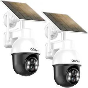 aosu Solar Camera Security Outdoor - Security Cameras Wireless Outdoor with 360° Panoramic View, Human Auto Tracking, 2K Night Vision, Compatible with Alexa/Google Assistant (2 Pack) aosu Solar Camera Security Outdoor - Security Cameras Wireless Outdoor with 360° Panoramic View, Human Auto Tracking, 2K Night Vision, Compatible with Alexa/Google Assistant (2 Pack)
