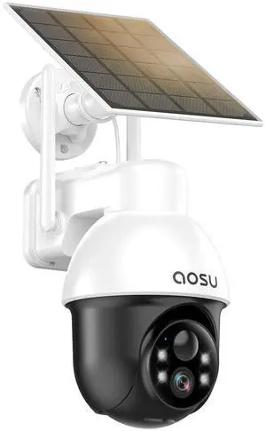 AOSU Solar Security Camera Wireless Outdoor with Panoramic PTZ, Human Auto Tracking, 2K Night Vision, Light and Sound Alarm, 2-Way Audio, Compatible with Alexa/Google Assistant AOSU Solar Security Camera Wireless Outdoor with Panoramic PTZ, Human Auto Tracking, 2K Night Vision, Light and Sound Alarm, 2-Way Audio, Compatible with Alexa/Google Assistant