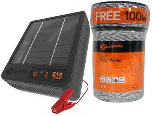 Gallagher S12 Solar Energizer and 1312' Poly Wire Electric Fence Kit for Livestock, Gardens, Orchards, Pets, and More Gallagher S12 Solar Energizer and 1312' Poly Wire Electric Fence Kit for Livestock, Gardens, Orchards, Pets, and More