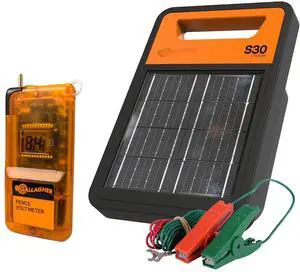 Gallagher S30 Lithium Solar Fence Charger with Digital Voltage Meter Bundle | Great for Homesteads, Gardens, Orchards, Pets, and More Gallagher S30 Lithium Solar Fence Charger with Digital Voltage Meter Bundle | Great for Homesteads, Gardens, Orchards, Pets, and More