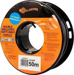 Gallagher 16 Gauge Insulated Fence Cable | Double Insulated Electric Fence Lead-Out and Underground Cable | 165 ft Roll for Gates Grounding and Fence Connections Gallagher 16 Gauge Insulated Fence Cable | Double Insulated Electric Fence Lead-Out and Underground Cable | 165 ft Roll for Gates Grounding and Fence Connections
