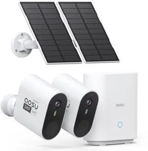 aosu 3K/5MP Solar Security Cameras Wireless Outdoor Home Surveillance System, 166° Ultra-Wide-Angle, HD Color Night Vision, Spotlight & Siren Alarm, Motion Alert, No Subscription Required, 2-Cam-Kit aosu 3K/5MP Solar Security Cameras Wireless Outdoor Home Surveillance System, 166° Ultra-Wide-Angle, HD Color Night Vision, Spotlight & Siren Alarm, Motion Alert, No Subscription Required, 2-Cam-Kit