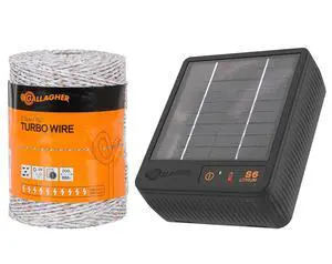 S6 Solar Fence Charger with 3/32" x 656' Turbo Wire | Solar-Powered Energizer with 656 ft High-Conductivity Fence Wire | Ideal for Gardens, Paddocks, and Livestock Containment S6 Solar Fence Charger with 3/32" x 656' Turbo Wire | Solar-Powered Energizer with 656 ft High-Conductivity Fence Wire | Ideal for Gardens, Paddocks, and Livestock Containment