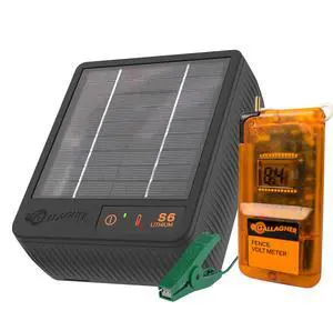 Gallagher S6 Solar Fence Charger with Digital Volt Meter | Solar-Powered Energizer for Gardens, Poultry & Livestock | Includes Digital Fence Tester to Monitor Voltage Gallagher S6 Solar Fence Charger with Digital Volt Meter | Solar-Powered Energizer for Gardens, Poultry & Livestock | Includes Digital Fence Tester to Monitor Voltage