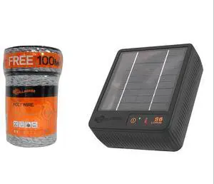 Gallagher S12 Solar Energizer and 3/32" Diameter x 1312' Turbo Wire with 9 Mixed Metal Strands for 40x More Conductivity and Extreme Power | Kit for Livestock, Gardens, Orchards, Pets, and More Gallagher S12 Solar Energizer and 3/32" Diameter x 1312' Turbo Wire with 9 Mixed Metal Strands for 40x More Conductivity and Extreme Power | Kit for Livestock, Gardens, Orchards, Pets, and More