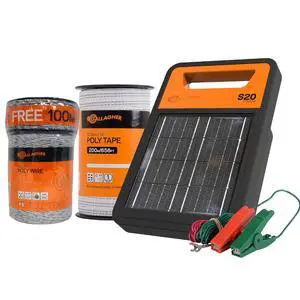 Gallagher S20 Solar Electric Fence Charger with Polywire and Polytape | Complete Electric Fence Kit with High-Visibility Top Strand for Livestock, Gardens, and Predator Control Gallagher S20 Solar Electric Fence Charger with Polywire and Polytape | Complete Electric Fence Kit with High-Visibility Top Strand for Livestock, Gardens, and Predator Control