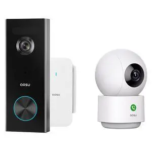 AOSU 2K Doorbell Camera Wireless Bundle 360-Degree 2K Security Camera Indoor, Home Wireless Security System Compatible with Alexa and Google Assistant, 24/7 Secure Your Home Inside and Out AOSU 2K Doorbell Camera Wireless Bundle 360-Degree 2K Security Camera Indoor, Home Wireless Security System Compatible with Alexa and Google Assistant, 24/7 Secure Your Home Inside and Out