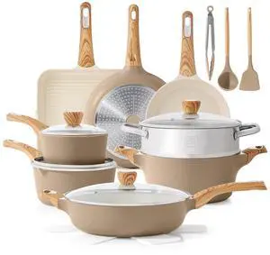 Ceramic Cookware Sets, Pots and Pans Set Nonstick, 20-Piece Induction Cookware, Non-toxic Healthy Non Stick Kitchen Cooking Set with Stay-Cool Handles, PFAS PTFE PFOA PFOS Free Ceramic Cookware Sets, Pots and Pans Set Nonstick, 20-Piece Induction Cookware, Non-toxic Healthy Non Stick Kitchen Cooking Set with Stay-Cool Handles, PFAS PTFE PFOA PFOS Free
