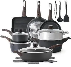 Pots and Pans Set Nonstick, 20 Pcs Induction Cookware Sets, Non-toxic Healthy Non Stick Kitchen Cooking Set with Stay-Cool Handles, PFOA PFOS Free, Black Pots and Pans Set Nonstick, 20 Pcs Induction Cookware Sets, Non-toxic Healthy Non Stick Kitchen Cooking Set with Stay-Cool Handles, PFOA PFOS Free, Black