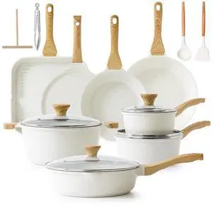 23 PCS Nonstick Ceramic Cookware Set, PFAS/PFOA Free, Induction | Non Toxic Pots and Pans, Healthy Kitchen & Home Cooking Set with Stay-Cool Handles, Silicone Tools and Pot Protectors, White 23 PCS Nonstick Ceramic Cookware Set, PFAS/PFOA Free, Induction | Non Toxic Pots and Pans, Healthy Kitchen & Home Cooking Set with Stay-Cool Handles, Silicone Tools and Pot Protectors, White
