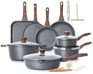 23 PCS Nonstick Granite Cookware Set, PFOA/PFOS Free, Induction | Large Capacity Non Toxic Pots and Pans, Healthy Kitchen Cooking Set With Stay-Cool Handles, Gray 23 PCS Nonstick Granite Cookware Set, PFOA/PFOS Free, Induction | Large Capacity Non Toxic Pots and Pans, Healthy Kitchen Cooking Set With Stay-Cool Handles, Gray