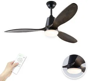 52 inch Ceiling Fan with Lights and Remote 3 Blade Wood Retro Ceiling Fan with Lights, 3CCT, 6 speed, 4h Timer smart ceiling fans, Black Ceiling Fan for Bedroom Living Room Indoor & Outdoor 52 inch Ceiling Fan with Lights and Remote 3 Blade Wood Retro Ceiling Fan with Lights, 3CCT, 6 speed, 4h Timer smart ceiling fans, Black Ceiling Fan for Bedroom Living Room Indoor & Outdoor