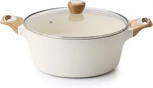 Ceramic Stock Pot Nonstick 4.5 Quart Soup Pot Casserole Pot with Lid Healthy Pasta Pot Cooking Pot Sauce Pot with Woodgrain Bakelite Handle, All Stove Compatible, White Ceramic Stock Pot Nonstick 4.5 Quart Soup Pot Casserole Pot with Lid Healthy Pasta Pot Cooking Pot Sauce Pot with Woodgrain Bakelite Handle, All Stove Compatible, White