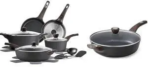 13.3 Inch Nonstick Frying Pan Skillet with Lid,PFOA PFOS Free,14 Pcs Pots and Pans Set Non stick, Non toxic Healthy Induction Cookware Sets 13.3 Inch Nonstick Frying Pan Skillet with Lid,PFOA PFOS Free,14 Pcs Pots and Pans Set Non stick, Non toxic Healthy Induction Cookware Sets