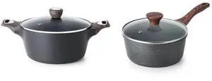 Nonstick Saucepan with Lid, 1.5 Quarts & SENSARTE 4.5 QT Nonstick Stock Pot with Lid, Soup Pot Casserole Pot Nonstick Saucepan with Lid, 1.5 Quarts & SENSARTE 4.5 QT Nonstick Stock Pot with Lid, Soup Pot Casserole Pot