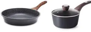 9.5 Inch Nonstick Frying Pan Skillet,1.5 Quart Nonstick Sauce Pan with Lid,Non stick Saucier Pan, Induction Comptable, PFOA Free 9.5 Inch Nonstick Frying Pan Skillet,1.5 Quart Nonstick Sauce Pan with Lid,Non stick Saucier Pan, Induction Comptable, PFOA Free
