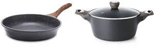 12.5 Inch Nonstick Frying Pan Skillet,Healthy Stone Cookware,4.5QT Nonstick Stock Pot with Lid,Induction Compatible, PFOA PFOS APEO Free 12.5 Inch Nonstick Frying Pan Skillet,Healthy Stone Cookware,4.5QT Nonstick Stock Pot with Lid,Induction Compatible, PFOA PFOS APEO Free