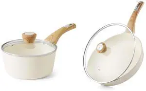 9.5inch Ceramic Nonstick Frying Pan Skillet with Lid,Free of Intentionally Added PFAS/PTFE/PFOA,1.5 Quart Ceramic Nonstick Sauce Pan with Lid,Induction Pot 9.5inch Ceramic Nonstick Frying Pan Skillet with Lid,Free of Intentionally Added PFAS/PTFE/PFOA,1.5 Quart Ceramic Nonstick Sauce Pan with Lid,Induction Pot