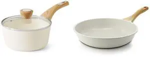 8-Inch Nonstick Ceramic Frying Pan Skillet,Healthy Non Toxic Chef Pan,1.5 Quart Ceramic Nonstick Sauce Pan with Lid,Induction Pot 8-Inch Nonstick Ceramic Frying Pan Skillet,Healthy Non Toxic Chef Pan,1.5 Quart Ceramic Nonstick Sauce Pan with Lid,Induction Pot