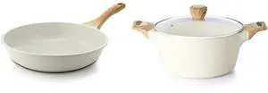 9.5 Inch Nonstick Ceramic Frying Pan Skillet,Induction Compatible,4.5QT Ceramic Nonstick Stock Pot with Lid,PFOA PFAS PTFE Free 9.5 Inch Nonstick Ceramic Frying Pan Skillet,Induction Compatible,4.5QT Ceramic Nonstick Stock Pot with Lid,PFOA PFAS PTFE Free
