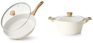 8Inch Nonstick Ceramic Frying Pan with Lid, Heat Resistant Handle,4.5QT Ceramic Nonstick Stock Pot with Lid,PFOA PFAS PTFE Free 8Inch Nonstick Ceramic Frying Pan with Lid, Heat Resistant Handle,4.5QT Ceramic Nonstick Stock Pot with Lid,PFOA PFAS PTFE Free