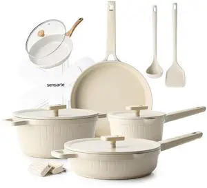 Ceramic Nonstick Cookware Set 15 Piece, includes 8 Inch Omelet Pan with Lid, Induction Compatible Frying Pan Skillet Ceramic Nonstick Cookware Set 15 Piece, includes 8 Inch Omelet Pan with Lid, Induction Compatible Frying Pan Skillet