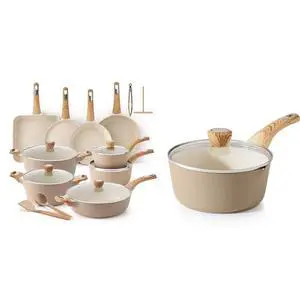 26 Pcs Ceramic Cookware Sets,w/Frying Pans Set, Saucepans Set, 1.5 Quart Ceramic Nonstick Sauce Pan with Lid,Induction Pot, PFOA PTFE PFAS PFOA Free 26 Pcs Ceramic Cookware Sets,w/Frying Pans Set, Saucepans Set, 1.5 Quart Ceramic Nonstick Sauce Pan with Lid,Induction Pot, PFOA PTFE PFAS PFOA Free