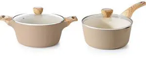 4.5QT Ceramic Nonstick Stock Pot with Lid, Induction Compatible,1.5 Quart Ceramic Nonstick Sauce Pan with Lid, PFOA PTFE PFAS PFOA Free 4.5QT Ceramic Nonstick Stock Pot with Lid, Induction Compatible,1.5 Quart Ceramic Nonstick Sauce Pan with Lid, PFOA PTFE PFAS PFOA Free