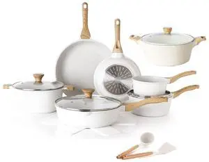 Ceramic Nonstick Cookware Set 17 Piece, includes 4.5 Quarts Ceramic Nonstick Stock Pot with Lid Ceramic Nonstick Cookware Set 17 Piece, includes 4.5 Quarts Ceramic Nonstick Stock Pot with Lid