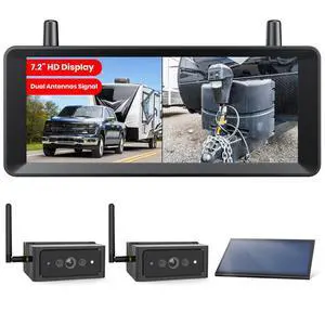 AUTO·VOX Magnetic Wireless Dual Backup Cameras with Solar Panel, 1 Minute Install, Solar Assisted Charging for RV, 1080P HD 5" Split Screen Monitor, IR Night Vision, IP69K Waterproof for Truck RV Trai AUTO·VOX Magnetic Wireless Dual Backup Cameras with Solar Panel, 1 Minute Install, Solar Assisted Charging for RV, 1080P HD 5" Split Screen Monitor, IR Night Vision, IP69K Waterproof for Truck RV Trai