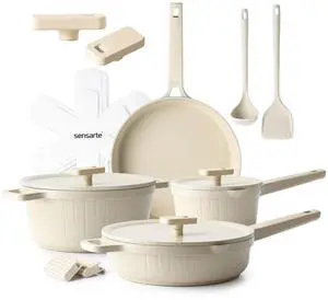 Ceramic Cookware Set, Pro Series Pots and Pans Set Nonstick, Non-toxic Healthy Induction Cookware, 14 Pcs Non Stick Kitchen Cooking Set w/Set of 2 Repalcement Compatible Knob Ceramic Cookware Set, Pro Series Pots and Pans Set Nonstick, Non-toxic Healthy Induction Cookware, 14 Pcs Non Stick Kitchen Cooking Set w/Set of 2 Repalcement Compatible Knob