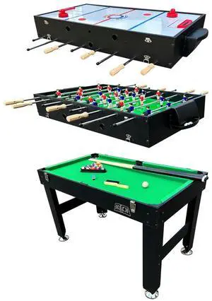 KICK Trio 48 3-in-1 Multi Game Table - Foosball, Billiards/Pool & Air-Hockey KICK Trio 48 3-in-1 Multi Game Table - Foosball, Billiards/Pool & Air-Hockey