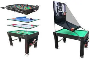 KICK Morpheus 55" 5-in-1 Multi-Game Table Foosball, Billiards/Pool, Ping Pong, Glide Hockey, and Basketball KICK Morpheus 55" 5-in-1 Multi-Game Table Foosball, Billiards/Pool, Ping Pong, Glide Hockey, and Basketball