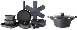 17 Piece Pots and Pans Set,Nonstick Detachable Handle Cookware Set,SENSARTE 4.5QT Nonstick Stock Pot with Lid,Induction Compatible 17 Piece Pots and Pans Set,Nonstick Detachable Handle Cookware Set,SENSARTE 4.5QT Nonstick Stock Pot with Lid,Induction Compatible