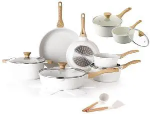 Ceramic Nonstick Cookware Set 18 Piece, includes Ceramic Nonstick Saucepan with Lid Set, 2 + 2.5QT Ceramic Nonstick Cookware Set 18 Piece, includes Ceramic Nonstick Saucepan with Lid Set, 2 + 2.5QT
