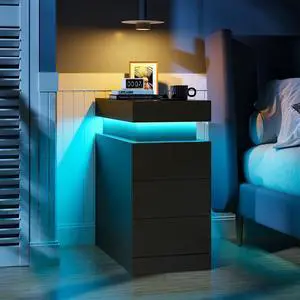 Narrow Nightstand Charging Station, End Table with Sliding Top, 3 Drawers Bedside Tables for Living Room Bedroom, Night Stand for Small Space (Black) Narrow Nightstand Charging Station, End Table with Sliding Top, 3 Drawers Bedside Tables for Living Room Bedroom, Night Stand for Small Space (Black)