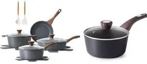 Nonstick Cookware Set 13-Piece, Healthy Kitchen Cooking Set, 1.5 Quart Nonstick Sauce Pan with Lid, Induction Comptable, PFOA Free Nonstick Cookware Set 13-Piece, Healthy Kitchen Cooking Set, 1.5 Quart Nonstick Sauce Pan with Lid, Induction Comptable, PFOA Free