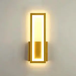 Indoor LED Wall Light Dimmable 16W Gold Modern Simple Rectangle Wall Lamp Aluminum & Acryli Decorative Wall Lighting for Bedroom Bedside Living Room Stairs Corridor Indoor LED Wall Light Dimmable 16W Gold Modern Simple Rectangle Wall Lamp Aluminum & Acryli Decorative Wall Lighting for Bedroom Bedside Living Room Stairs Corridor