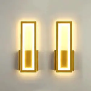 Indoor LED Wall Light Dimmable 16W Gold Modern Simple Rectangle Wall Lamp Aluminum & Acryli Decorative Wall Lighting for Bedroom Bedside Living Room Stairs Corridor Indoor LED Wall Light Dimmable 16W Gold Modern Simple Rectangle Wall Lamp Aluminum & Acryli Decorative Wall Lighting for Bedroom Bedside Living Room Stairs Corridor
