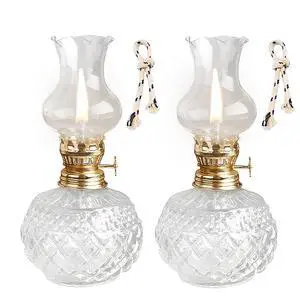 2 Pack Chamber Oil Lamps, Clear Glass Kerosene Lamp, for Indoor Use 7.1" Adjustable Oil Lamps Lanterns, Warm Home Classic Oil Lamp, for Bedroom, Dining Room, Study 2 Pack Chamber Oil Lamps, Clear Glass Kerosene Lamp, for Indoor Use 7.1" Adjustable Oil Lamps Lanterns, Warm Home Classic Oil Lamp, for Bedroom, Dining Room, Study
