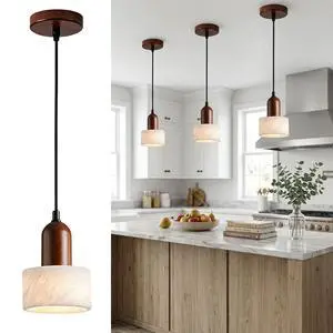 Marble Pendant Lights for Kitchen Island, Walnut Wood Adjustable Ceiling Pendant, Modern Natural Stone Hanging Lights Fixtures for Living Room, Dining Room and Bar Marble Pendant Lights for Kitchen Island, Walnut Wood Adjustable Ceiling Pendant, Modern Natural Stone Hanging Lights Fixtures for Living Room, Dining Room and Bar
