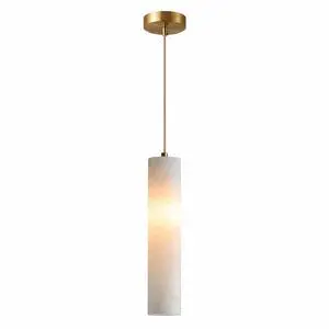 Natural Alabaster Pendant Light, Marble Long Tube Pendant Light Fixture with Brass Finish, E14 Modern Hanging Ceiling Light for Kitchen Island, Dining Room, Bedroom, Living Room Natural Alabaster Pendant Light, Marble Long Tube Pendant Light Fixture with Brass Finish, E14 Modern Hanging Ceiling Light for Kitchen Island, Dining Room, Bedroom, Living Room