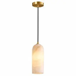 Natural Alabaster Pendant Lights for Kitchen Island | Modern Marble Hanging Ceiling Light with Brass Canopy for Dining Room, Bedroom, Living Room, White Natural Alabaster Pendant Lights for Kitchen Island | Modern Marble Hanging Ceiling Light with Brass Canopy for Dining Room, Bedroom, Living Room, White