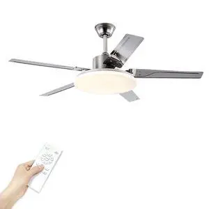 52 inch Stainless steel Ceiling Fans with Lights Industrial Ceiling Fan with Lights and Remote, 3CCT, Quiet Reversible DC Motor, 6 Speeds, Timer, Ceiling Fan for Bedroom, Indoor/Outdoor Use 52 inch Stainless steel Ceiling Fans with Lights Industrial Ceiling Fan with Lights and Remote, 3CCT, Quiet Reversible DC Motor, 6 Speeds, Timer, Ceiling Fan for Bedroom, Indoor/Outdoor Use