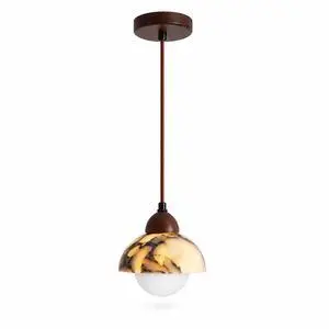 Natural Stone Pendant Lights with Walnut Wood Trim, 6.3 inch LED Pendant Light, Adjustable Farmhouse Hanging Lamps for Kitchen Island Dining Room Living Room Bedroom Cafe Natural Stone Pendant Lights with Walnut Wood Trim, 6.3 inch LED Pendant Light, Adjustable Farmhouse Hanging Lamps for Kitchen Island Dining Room Living Room Bedroom Cafe