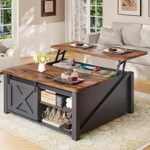 31.5" Lift Top Coffee Table with Storage, Square Coffee Tables for Living Room, Farmhouse Coffee Table with Large Hidden Storage Compartment and Adjustable Shelves, Black 31.5" Lift Top Coffee Table with Storage, Square Coffee Tables for Living Room, Farmhouse Coffee Table with Large Hidden Storage Compartment and Adjustable Shelves, Black