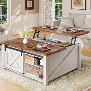 31.5" Lift Top Coffee Table with Storage, Square Coffee Tables for Living Room, Farmhouse Coffee Table with Large Hidden Storage Compartment and Adjustable Shelves, White 31.5" Lift Top Coffee Table with Storage, Square Coffee Tables for Living Room, Farmhouse Coffee Table with Large Hidden Storage Compartment and Adjustable Shelves, White